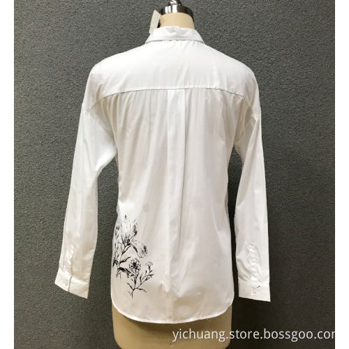 women's white print shirt